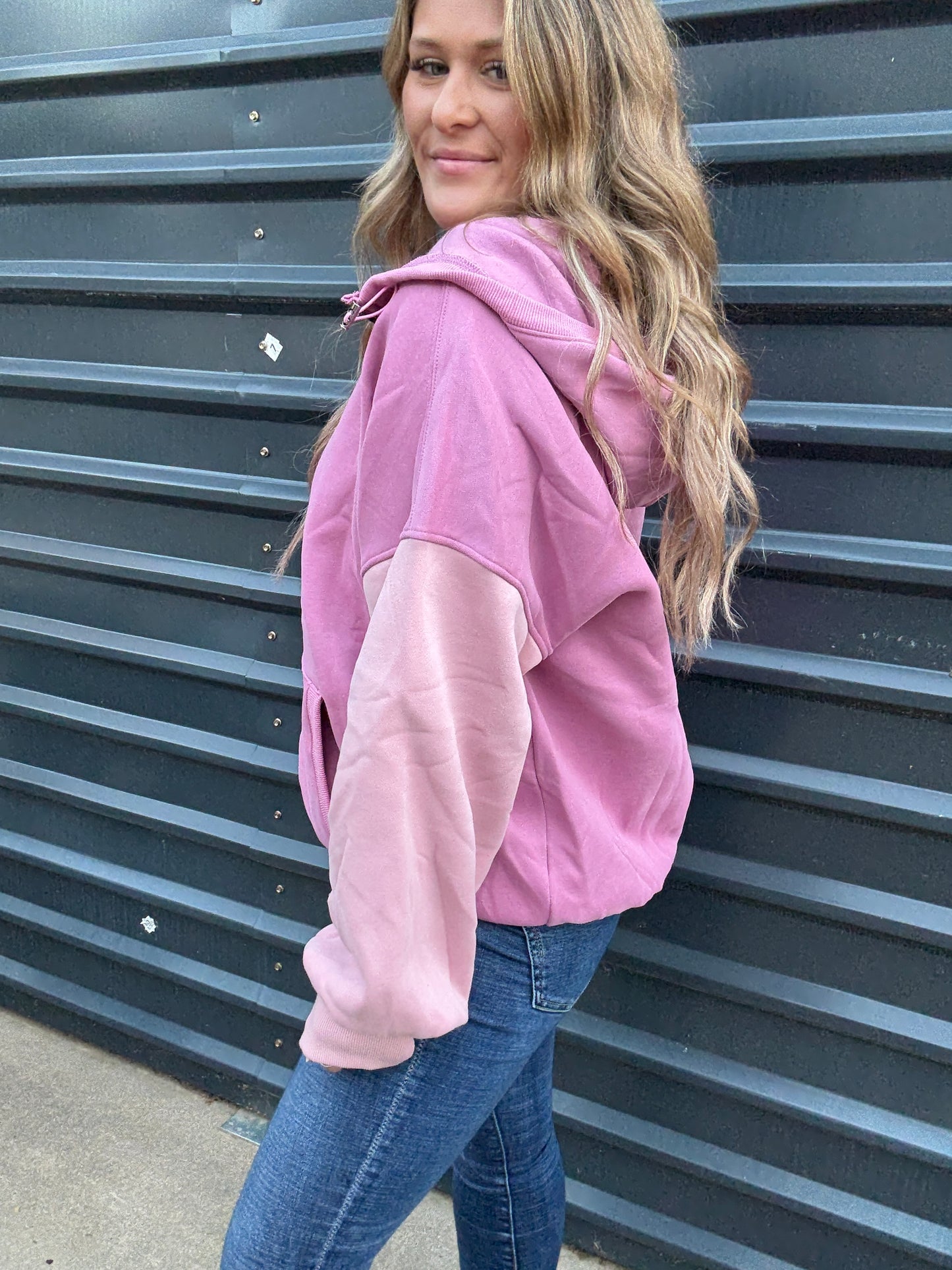 Bold Mauve 3/4 Zip Sweatshirt