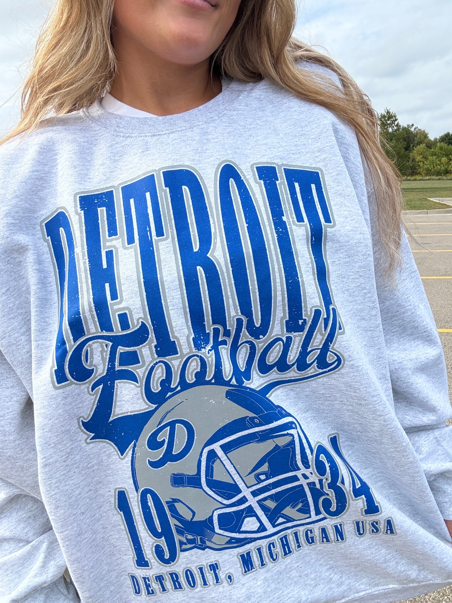 Bold Detroit Football Oversized Crew