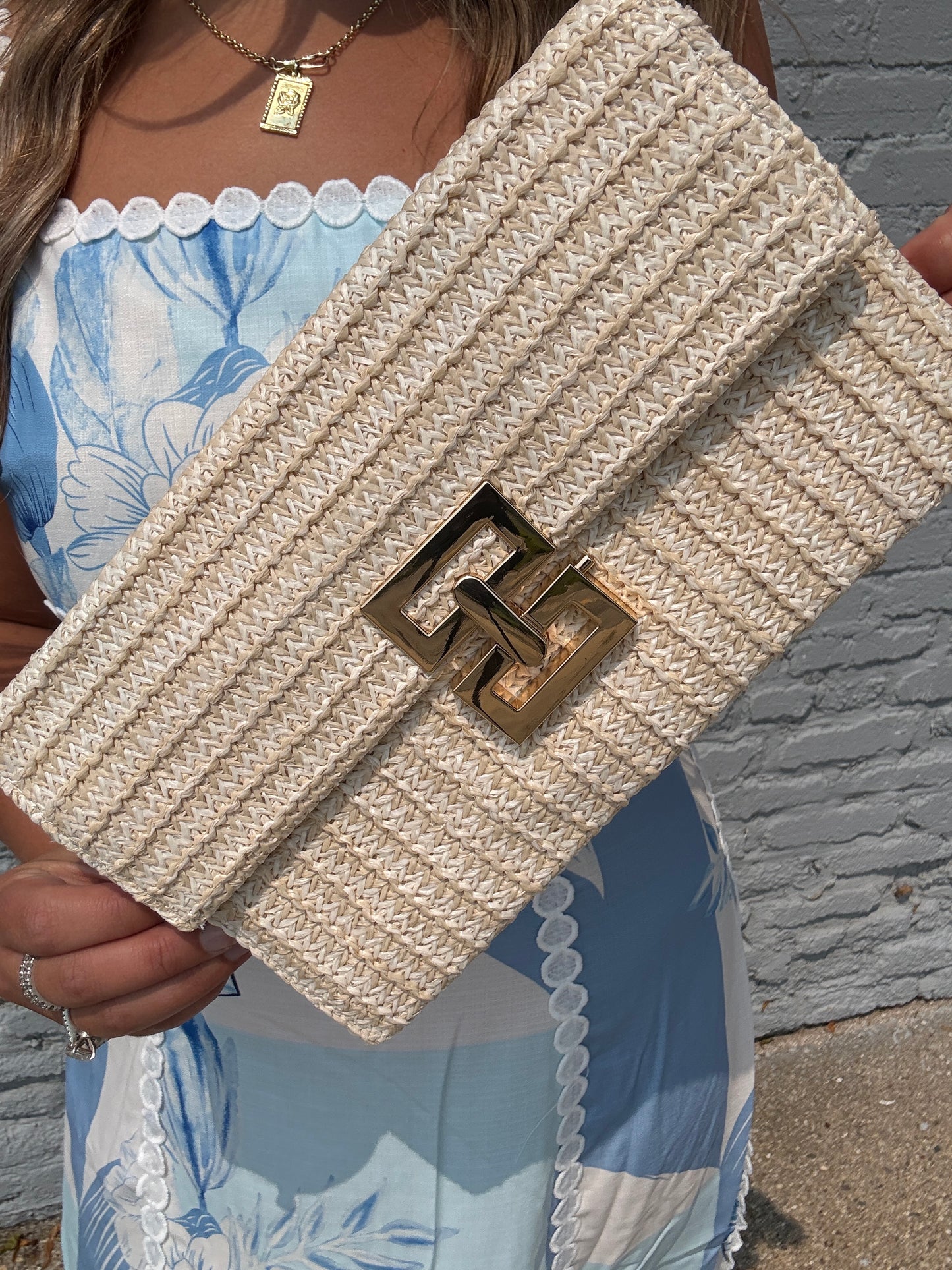 Bold Natural Woven Clutch