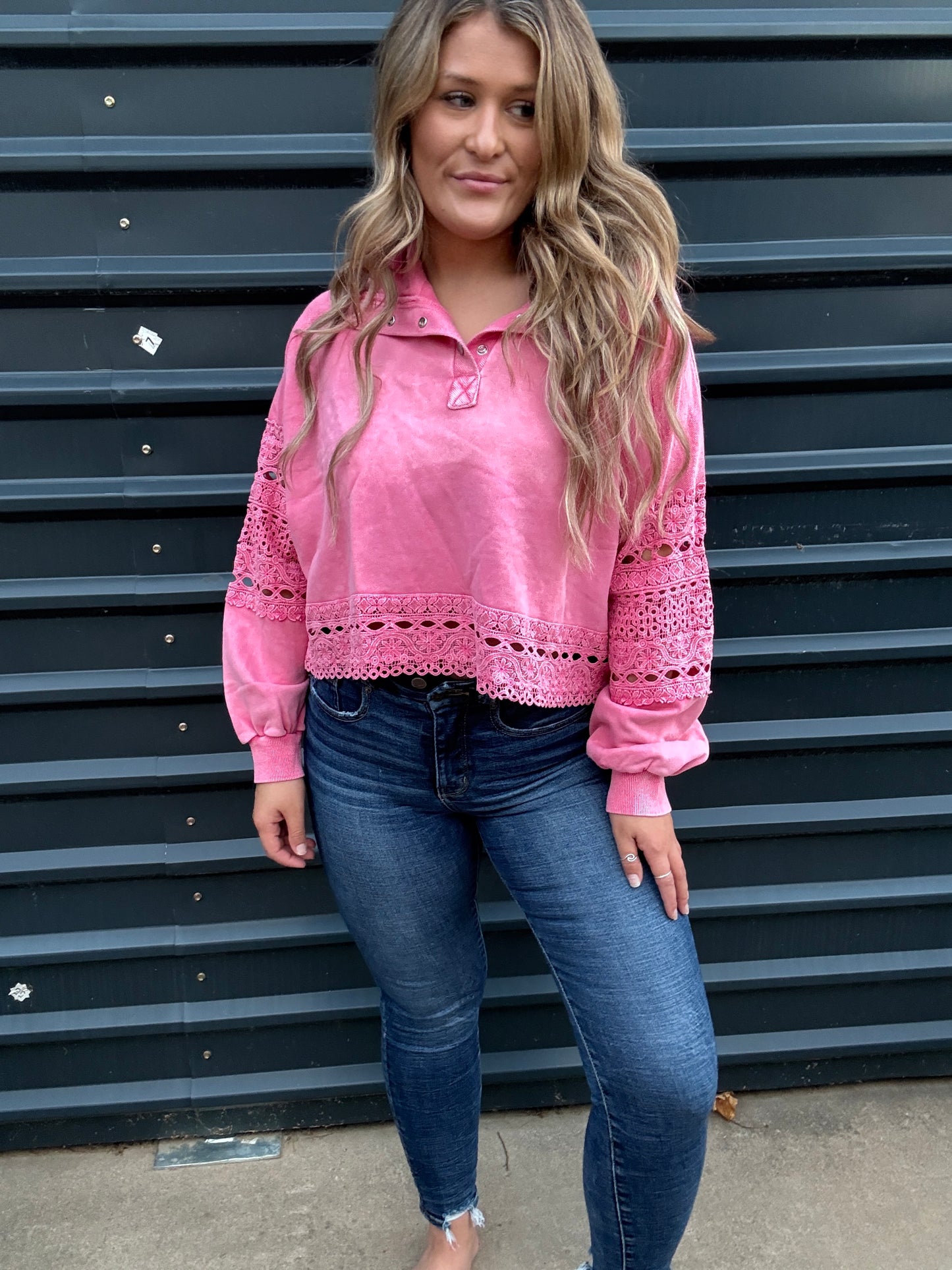 Bold Pink Detail Sweatshirt