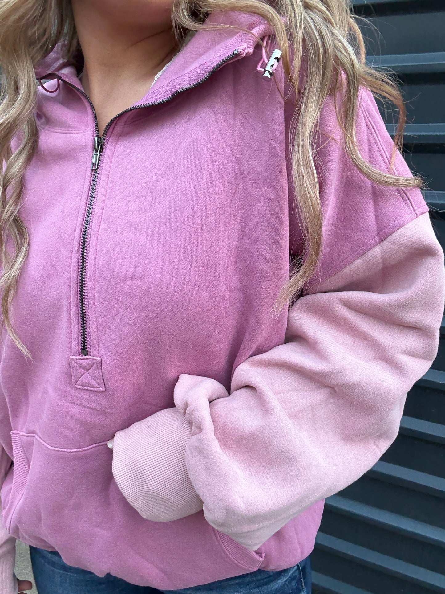 Bold Mauve 3/4 Zip Sweatshirt