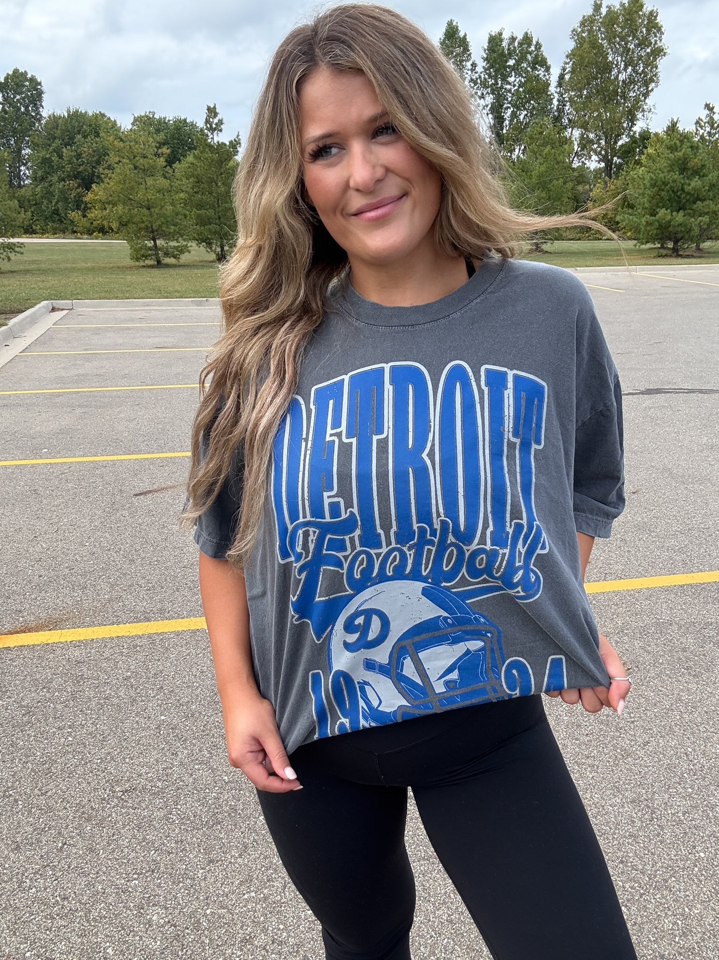 Bold Detroit Football Oversized T Shirt