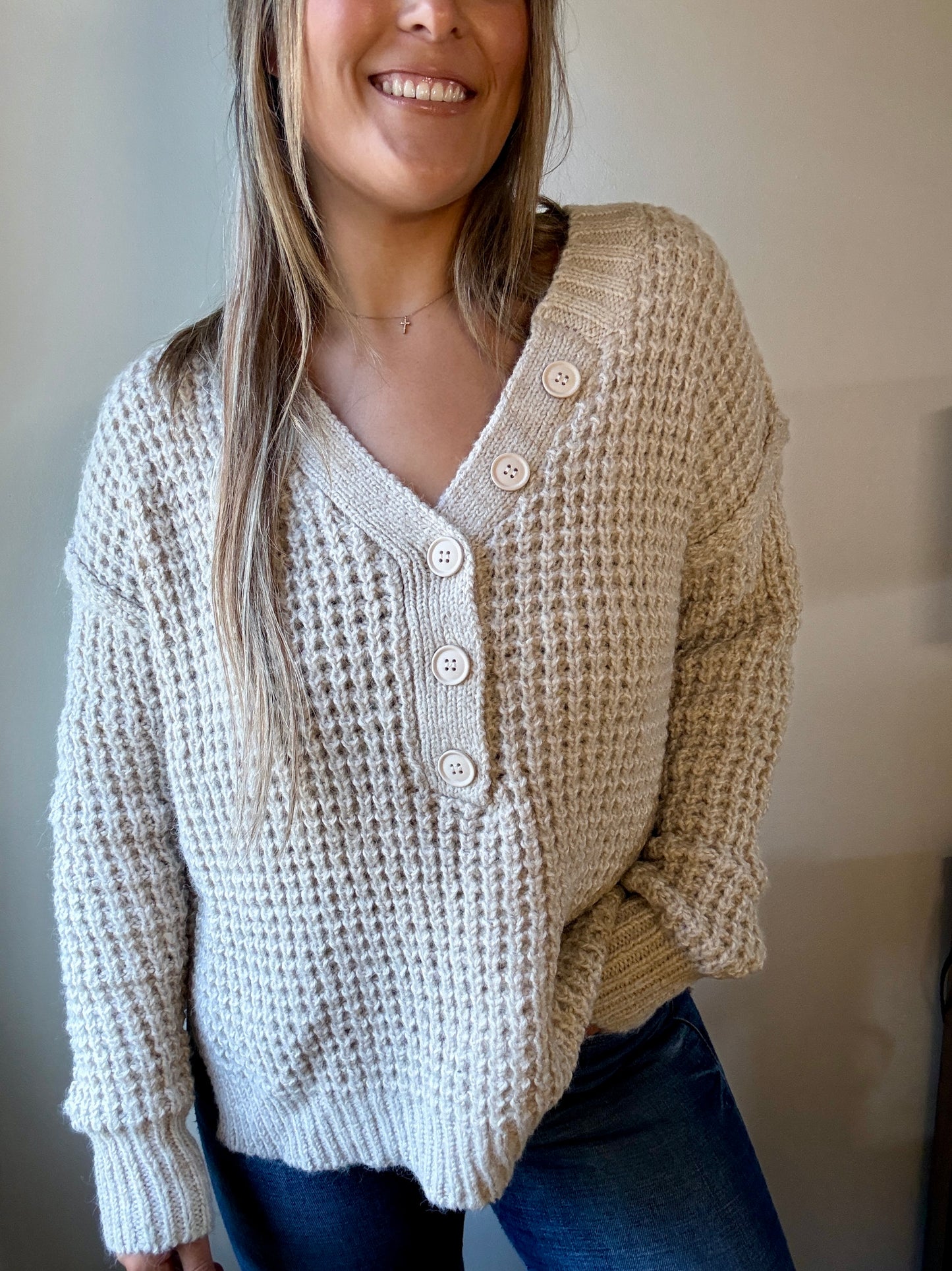 Bold Waffle Knitted Sweater