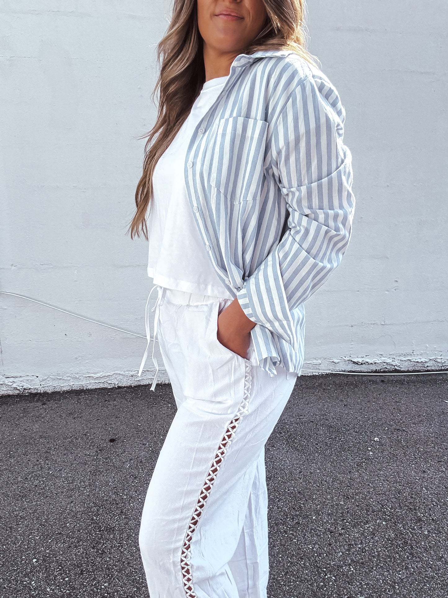 Bold White Detailed Pants