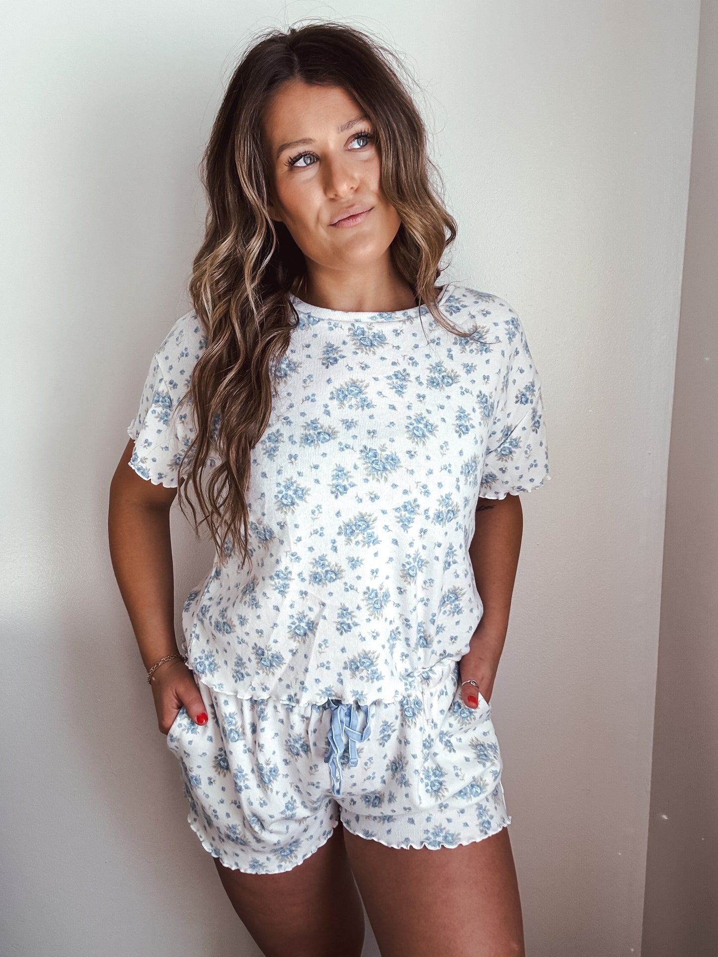 Bold Blue Floral Lounge Set