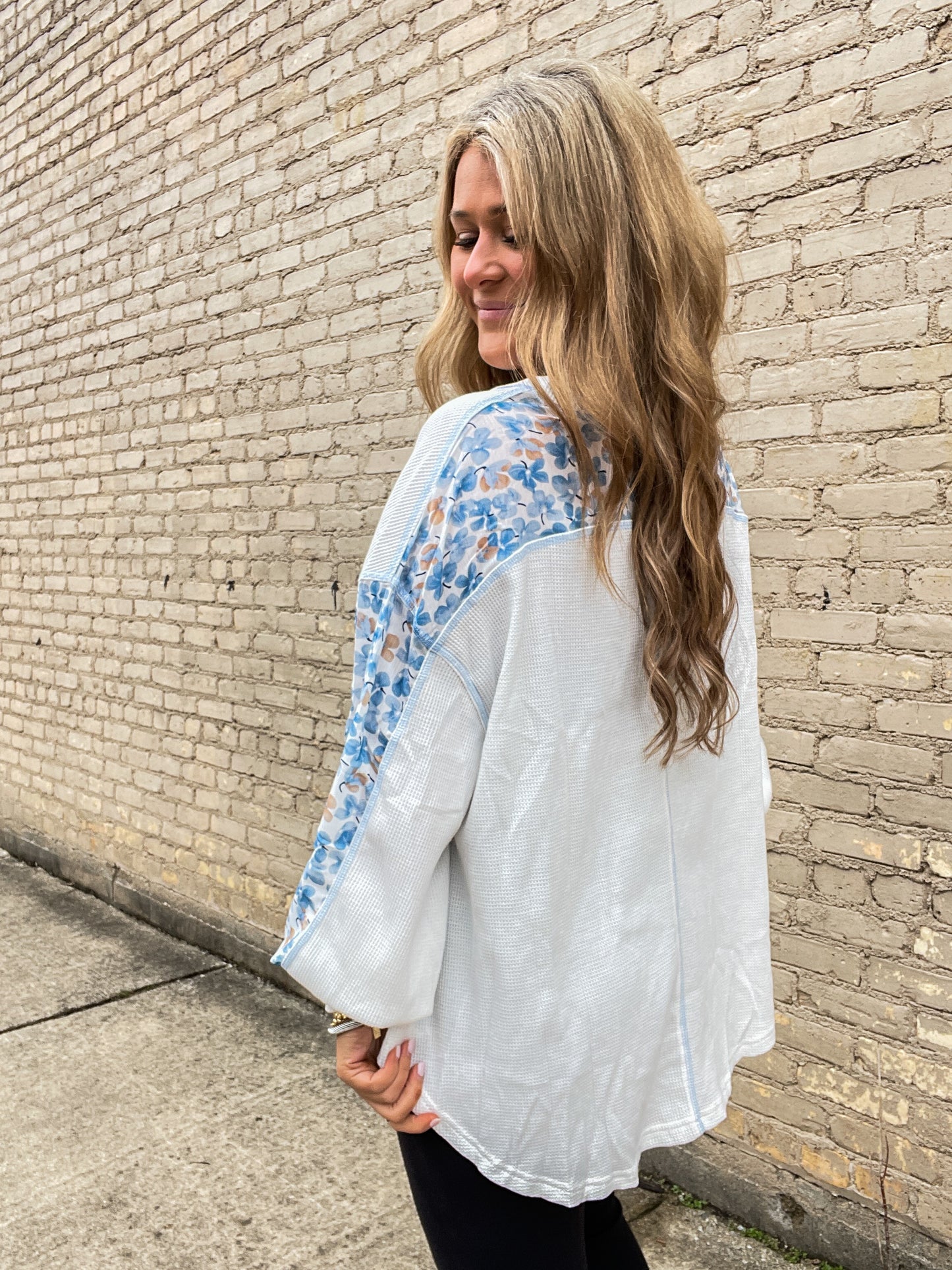 Bold Floral Batwing Sleeve Blouse