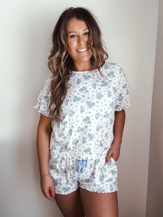 Bold Blue Floral Lounge Set