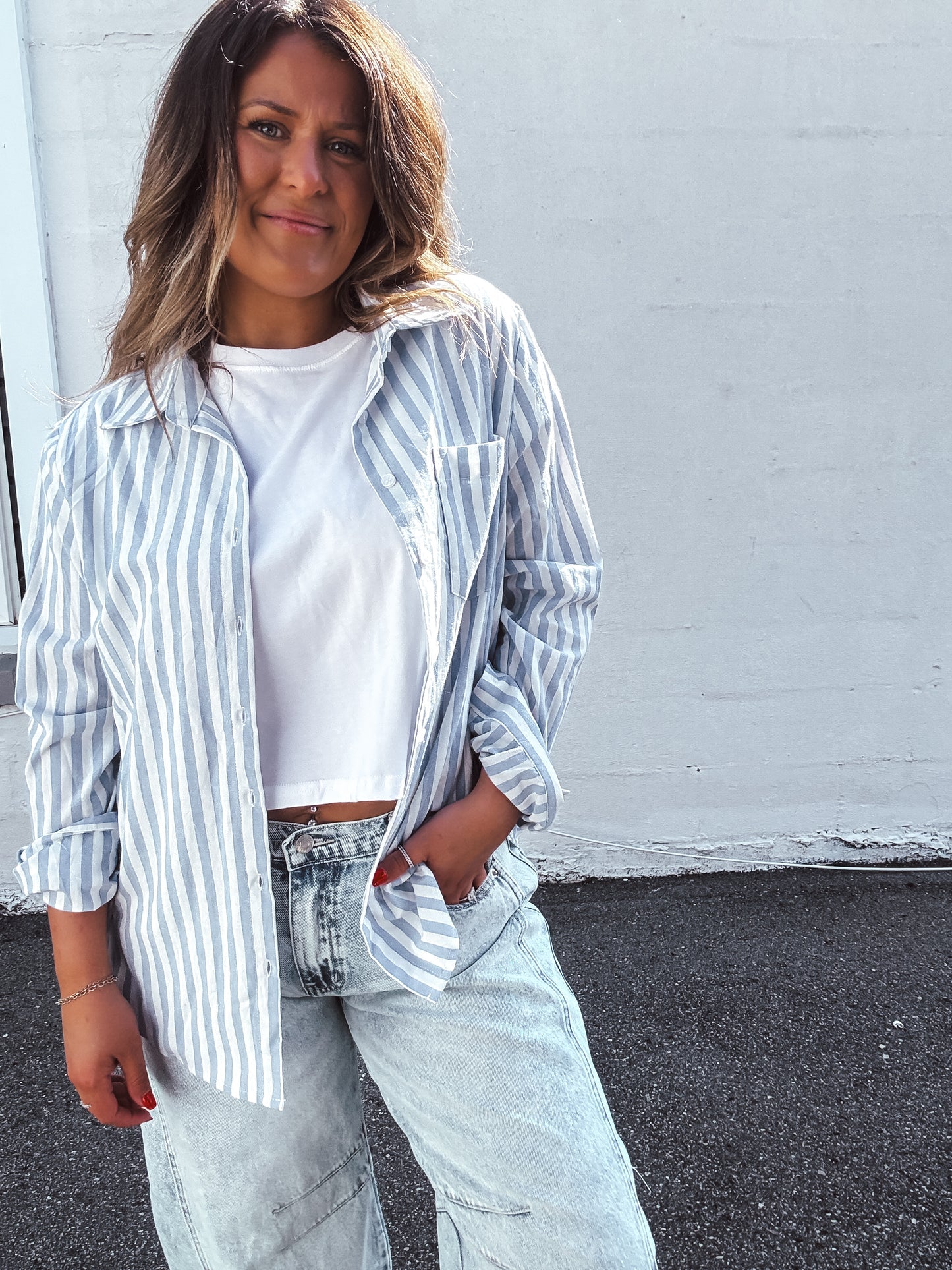 Bold Blue Striped Top