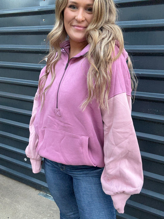 Bold Mauve 3/4 Zip Sweatshirt