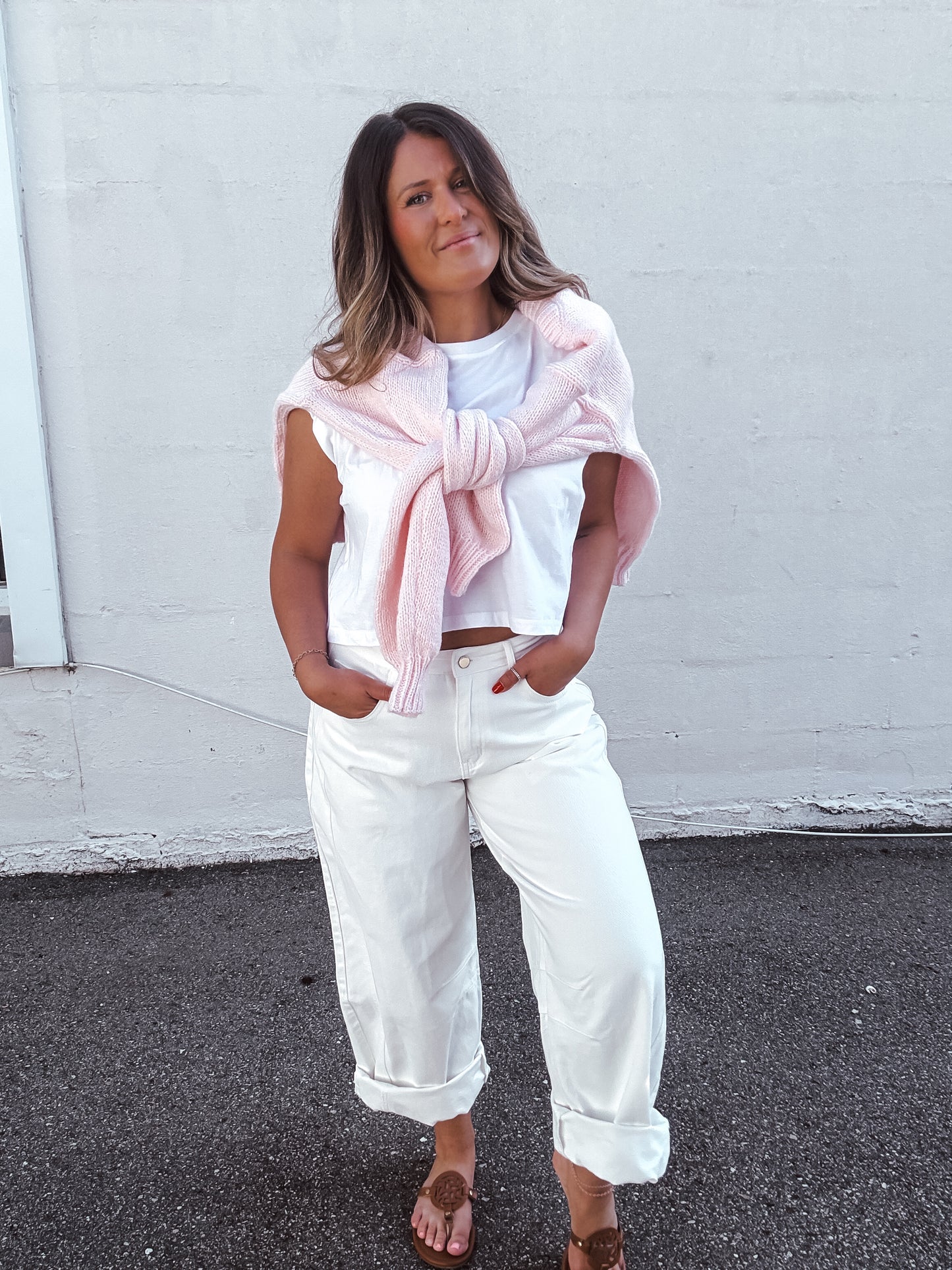 Bold White Barrel Jeans