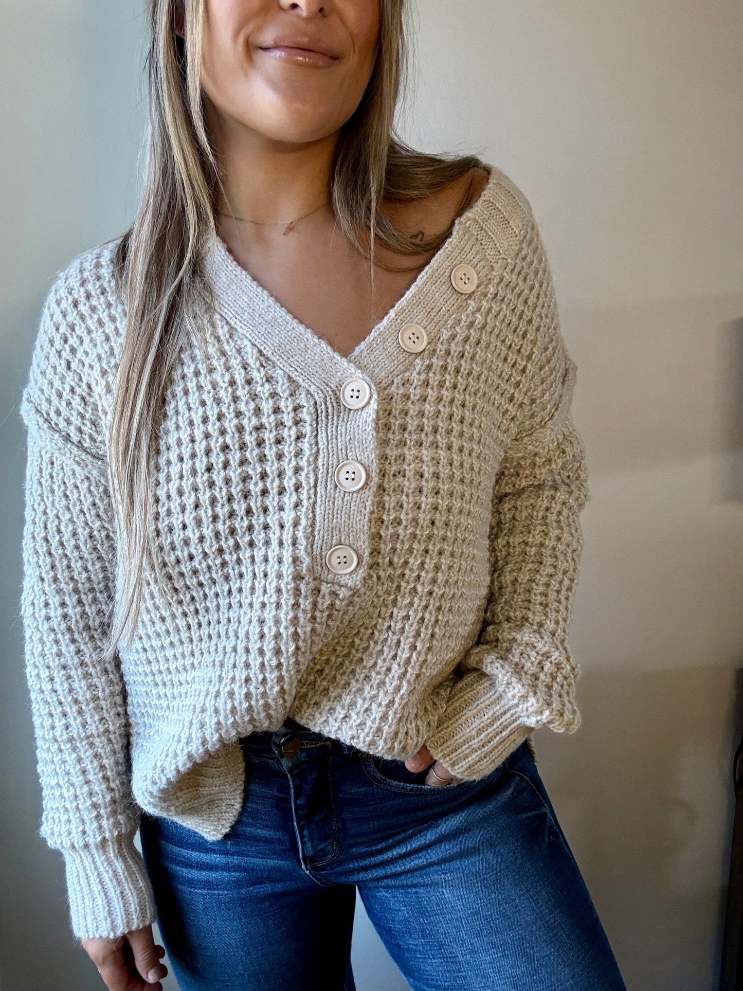 Bold Waffle Knitted Sweater