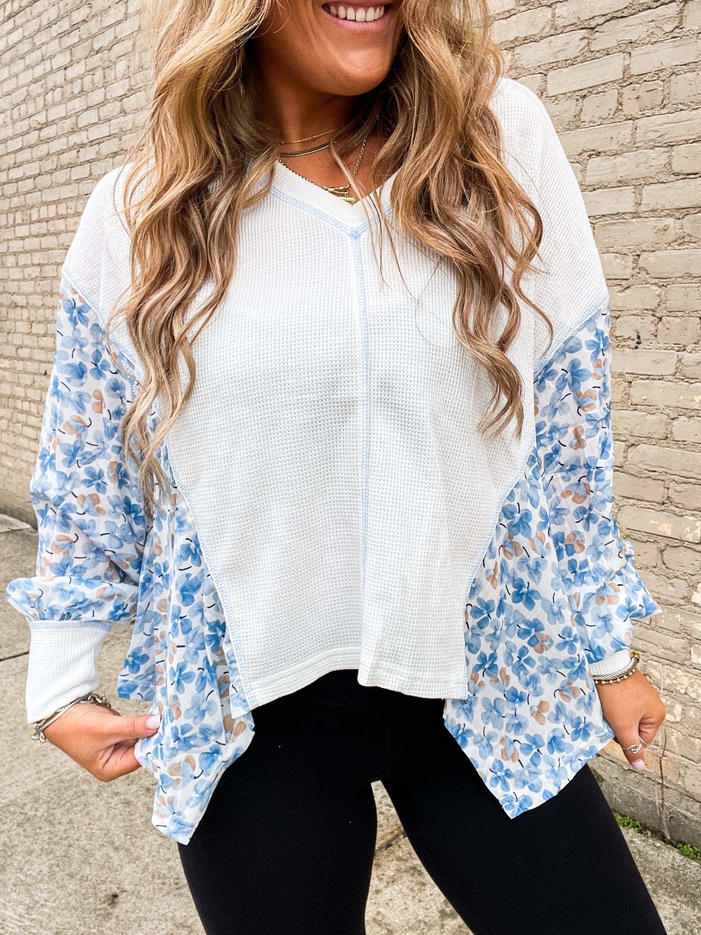 Bold Floral Batwing Sleeve Blouse
