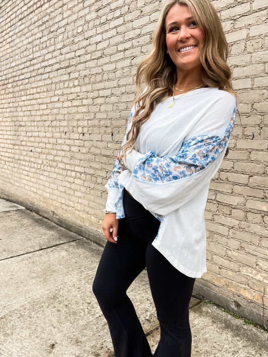 Bold Floral Batwing Sleeve Blouse