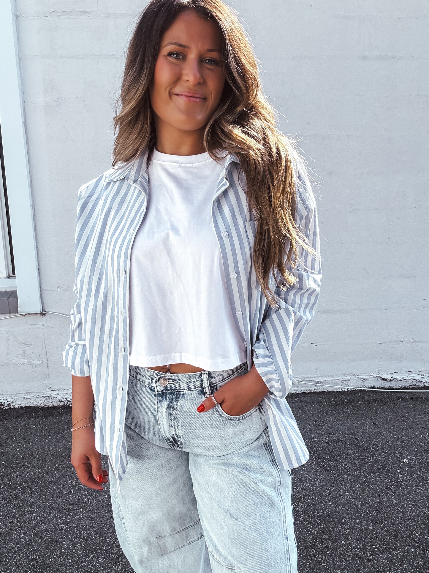 Bold Blue Striped Top