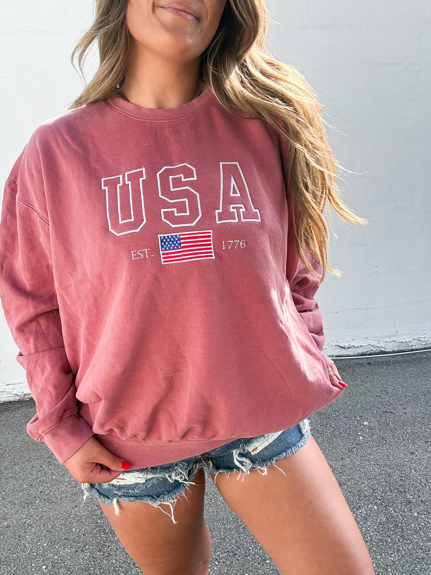 Bold USA Embroidered Crew